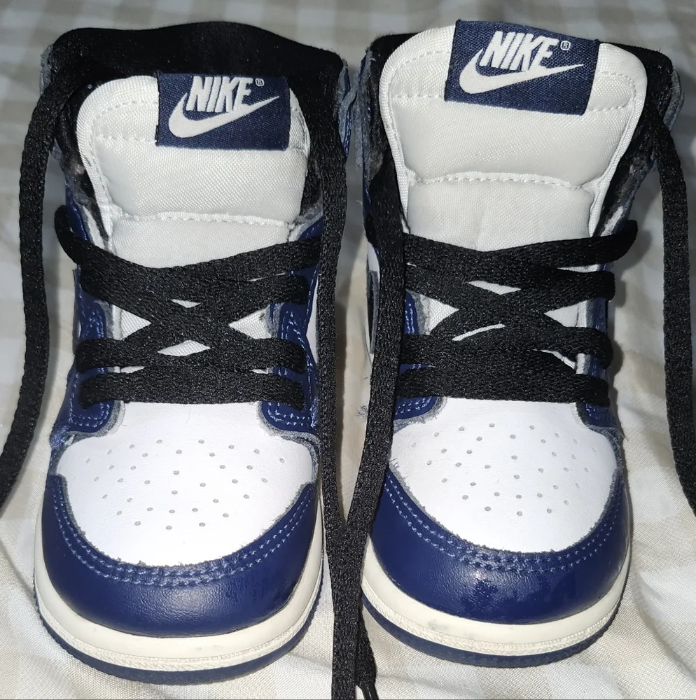 Toddlers Baby Nike Air Jordan 1 Retro High OG (TD) NAVY/WHITE (FD1413 401) - Picture 3 of 8